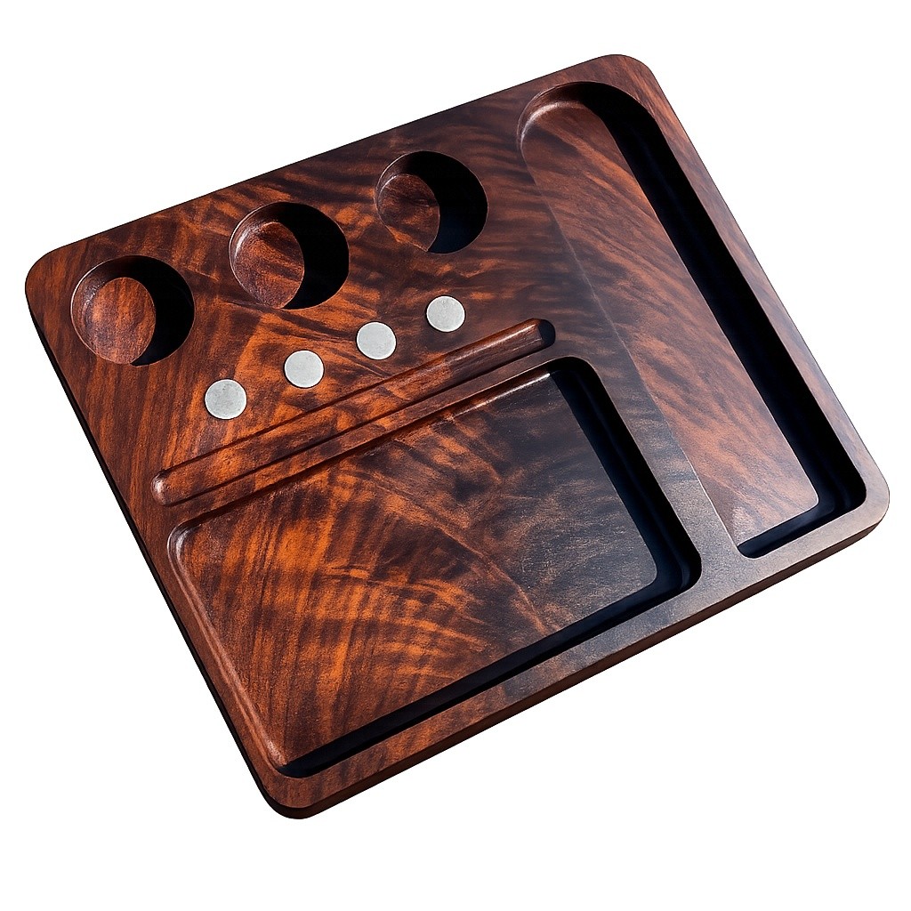 The finished piece — hand-finished walnut sesh tray
